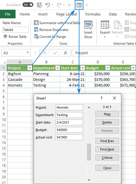 Clicking the Form button to create a data entry form for the table. Data Entry Practice Sheet, Data Entry Tips And Tricks, Excel Pivot Table Tips, Outlook Tips, Excel Shortcut, Excel Worksheet, Data Entry Excel Sheet, Excel Data Entry, Excel Tricks