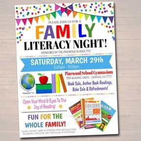 Fundraiser | Events — TidyLady Printables Parent Council, Pta Organization, Director Board, Pto Flyers, Family Literacy Night, Curriculum Night, Family Ministry, Pta Fundraising, Reading Night