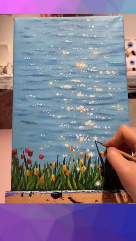 Glowing Lake, Painting Ideas On Canvas Simple, Kitty Painting, Canvas Art Painting Abstract, Tutorial Painting, Painting Ideas On Canvas Easy, Easy Painting Ideas On Canvas, Easy Painting Ideas, Hippie Painting