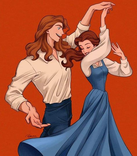 Bella Princess Disney, Disney Couples Fanart, Disney Çiftleri, Bella Disney, Belle And Adam, متحف فني, Couples Disney, Beauty And The Beast Art, Disney Mignon