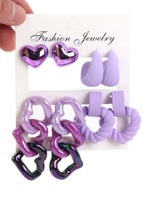 1 set of 4 pairs fashion acrylic purple series drop earringsI discovered amazing products on SHEIN.com, come check them out! Engagement Letter, Hand Jewelry Rings, Pendant Earrings Set, Purple Pendant, Fishtail Maxi Dress, Wedding Initials, Watches Women Fashion, Hand Jewelry, Kids Beachwear