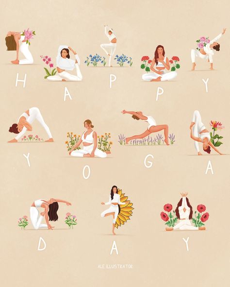 Yoga Aesthetic Art, Yoga Profile, Happy Birthday Yoga, Yoga Words, Happy International Yoga Day, Yoga Aesthetic, Yoga Wall Art, Yoga Business, Yoga Wall