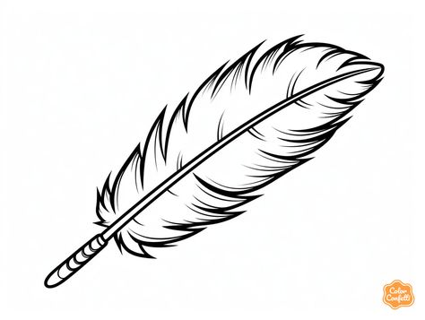 illustration of Feather drawing to color, easy for children Feather Colouring Page, Feather Coloring Pages, Feather Doodle, Drawing To Color, Feather Drawing, Bird Coloring Pages, Light Touch, Feather Light, Free Kids