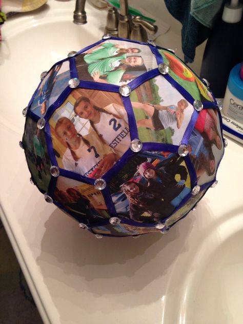 Soccer Ball with best friend pictures Senior Baskets Gift Ideas Soccer, Senior Gift Ideas Soccer, Senior Night Gift Basket Ideas Soccer, Soccer Birthday Gifts, Soccer Diy Gifts, Gifts For Soccer Boyfriend, Soccer Boyfriend Gifts, Soccer Basket Ideas Gift, Soccer Poster Ideas For Friend