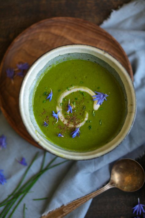 Nettle Soup — Amalgam Kitchen Nettle Soup, Chicken Stock Recipe, Almond Yogurt, Japanese Sweet Potato, Stinging Nettle, Medieval Europe, Vegan Drinks, Vegan Soup Recipes, Stomach Problems