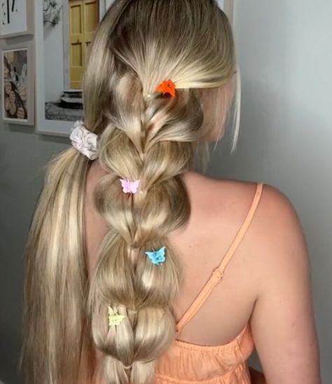 If you’re looking for Rapunzel-like hair, try this Tangled-inspired pull-through braid. Learn a cute Tangled-inspired hairdo in this quick post. Tangled Rapunzel Hair, Pull Through Braid, Half Ponytail, Rapunzel Hair, Tangled Rapunzel, Dress Alterations, Two Braids, Butterfly Hair Clip, Frizz Control