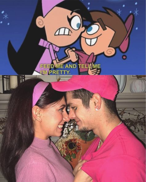 Timmie Turner And Trixie Costume, Couple Halloween Costumes Timmy Turner, Timmy Turner Couple Costume, Easy Cute Couples Costumes, Trixy And Timmy Turner Costume, Trixie Timmy Turner, Trixie Timmy Turner Costume, Tricia And Timmy Turner Costume, 90s Cartoon Couples Costumes