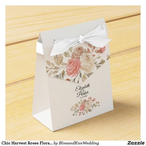 Chic Harvest Roses Floral Wedding Favor Box