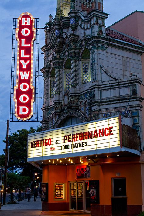 Kickstarted: Hollywood Theater, non profit organization in Portland Oregon is looking for backers to help in the cost of building a new marquee based on the original 1926 design | Deadline is Dec 18th | Click the image to visit the Kickstarter campaign Classic Movie Theaters, Movie Theater Aesthetic, Vintage Movie Theater, Hollywood Theater, Theatre Sign, Vintage Theatre, Non Profit Organization, Boho Hairstyles, Old Movies