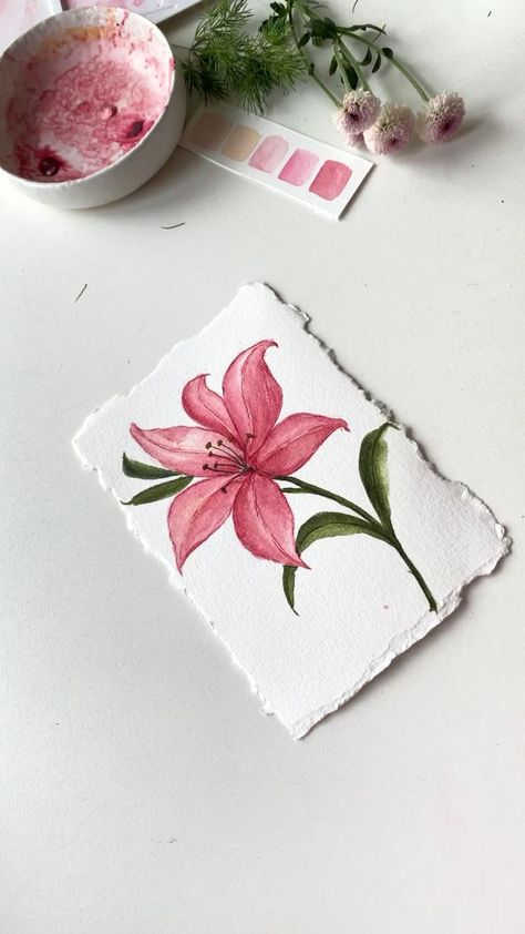 Watercolor Tutorial| Watercolor Lily Painting| Easy Flower painting in 2022 | Watercolor flower art, Diy watercolor painting, Watercolor paintings Watercolor Lily, Painting Flowers Tutorial, Easy Flower Painting, Flower Drawing Tutorials, Watercolor Flowers Tutorial, Lily Painting, Art Painting Tools, Watercolor Tutorial, Watercolor Paintings For Beginners