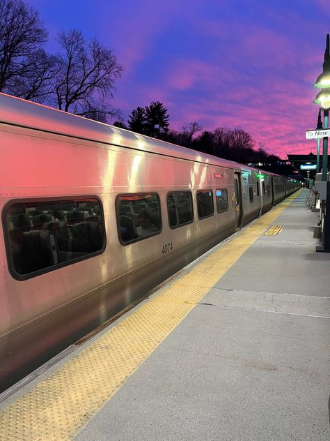 Waiting At Train Station, Train Sunset Aesthetic, Train Station Aesthetic Night, Railway Station Asethetic, Metro North Railroad, Photoshop Ideas, Buses And Trains, Red Sunset, Beautiful Sunrise