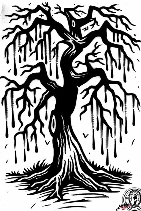 Tattoo idea: Whispering willow tree. 3d tattoo symbolic symbolism Willow Tree Tattoo, Symmetrical Tattoo, Willow Tree Tattoos, Tarot Card Tattoo, Japanese Pagoda, New Tattoo Designs, Traditional Japanese Tattoos, Simple Line Drawings, 3d Tattoos