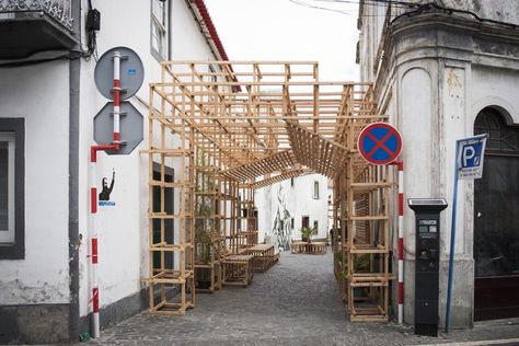 Wooden Scaffolding, Jungle Landscape, Temporary Architecture, Art Intervention, Azores Islands, Urban Intervention, Public Space Design, The Azores, Temporary Structures