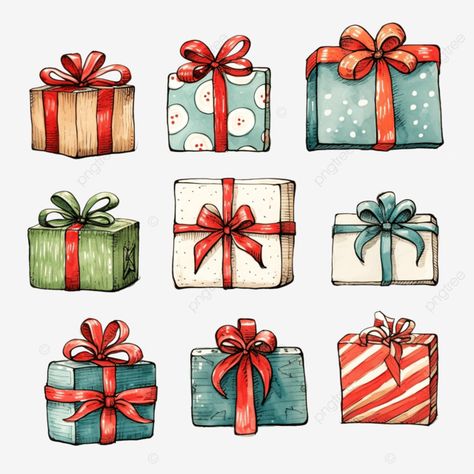 hand drawn presents collection for holidays birthday and christmas gift doodle gift package png Christmas Presents Clipart, Presents Drawing Christmas, Christmas Present Doodle, Present Box Drawing, Christmas Decor Drawing, Christmas Presents Drawing, Christmas Doodles Ideas, Present Doodle, Christmas Gifts Drawing