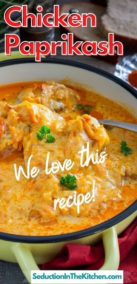 Chicken Paprikash Soup Recipe, Hungarian Paprikash, Easy Chicken Meatballs, Air Fryer Dinner Ideas, Meatballs Chicken, Creamy Chicken Dish, Paprika Recipes, Chicken Main Dish Recipes, Slovak Recipes