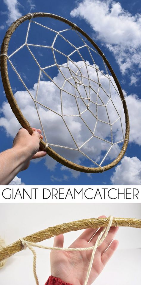 Dreamcatcher Tutorial, Giant Dream Catcher, Diy Dream Catcher Tutorial, Dream Catcher Tutorial, Dream Catcher Craft, Hoop Dreams, Large Dream Catcher, Hula Hoops, Diy Vanity