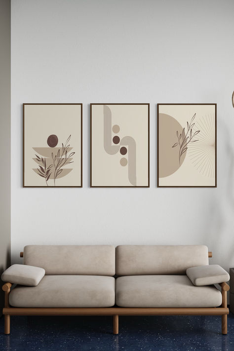 Boho Frames, Boho Wall Art Living Room, Mid Century Prints, Boho Wall Art Set, Boho Art Painting, Office Patio, Minimalism Art, Art Prints Boho, Boho Leaves