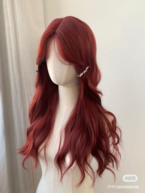 Hair Colour No Bleach, Japan Moodboard, Red Wigs, Hair Colour, Hair Tutorial, Cute Hairstyles, Red Hair, Long Hair, Wigs