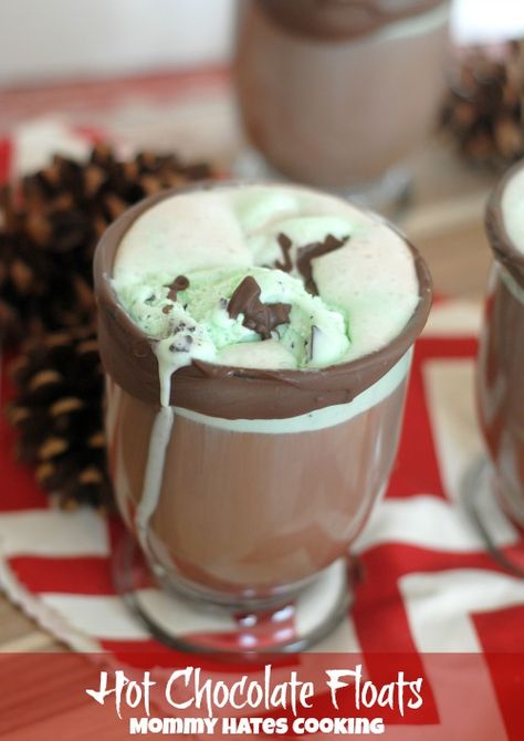 Hot Chocolate Floats I Mommy Hates Cooking #CollectiveBias #Shop Ice Cream Float, Crowd Pleasing Recipes, Delicious Drink Recipes, Chocolate Milkshake, Chocolate Mint, Hot Chocolate Recipes, Dessert Drinks, Frozen Treats, Hot Drinks