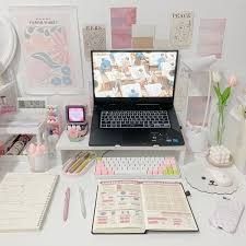 Pink Study Table, Cute Study Table, Desk Makeover Ideas, Study Table Organization, Desk Aesthetic, Dream Desk, Study Desk Decor, Cool Dorm Rooms, Aesthetic Study