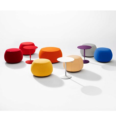 Pix | Ichiro Iwasaki | Arper | SUITE NY Pouf Seating, Coffee Room, Chairs And Tables, Modern Ottoman, Living Room Background, Floor Pouf, Display Furniture, Round Ottoman, Alvar Aalto