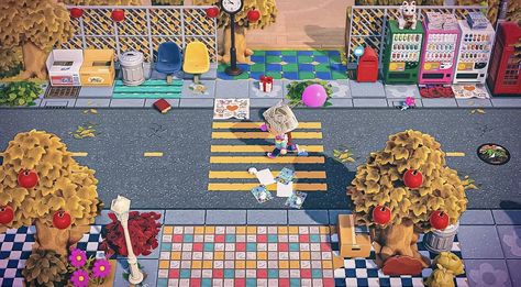 Abandoned Kidcore Acnh, Acnh Kidcore Entrance, Acnh Kidcore, Kids C, Animal Crossing 3ds, Island Theme, Colourful Tile, Animal Crossing Wild World, Kid Core