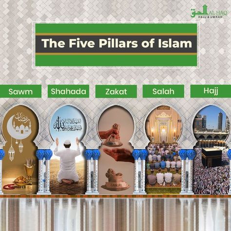 The five pillars of Islam (Shahada, Salah, Sawm, Zakat, and Hajj) are five key practices that Muslims are obligated to fulfill throughout their lifetime. Five Pillars Of Islam, Mecca Images, Pillars Of Islam, Holy Quran, Happy Birthday Cakes, Quran, Key