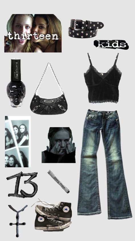 Thirteen inspired outfit #thirteen #outfit 13 Movie Inspired Outfits, 13 Movie Aesthetic Outfits, Thirteen Movie Fashion, Movie Thirteen Outfits, Thirteen Movie Clothes, 2000s Grunge Outfits Aesthetic, Thirteen Clothes Aesthetic, Thirteen Style Outfits, 13 Outfits Movie