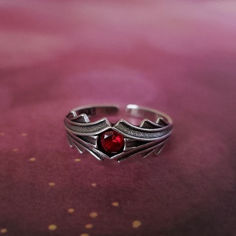 Red Ring Aesthetic, Blood Ring, Vampire Ring, Dark Ring, Red Gemstone Ring, Vintage Silver Ring, Gemstone Rings Vintage, Gothic Ring, Red Ring