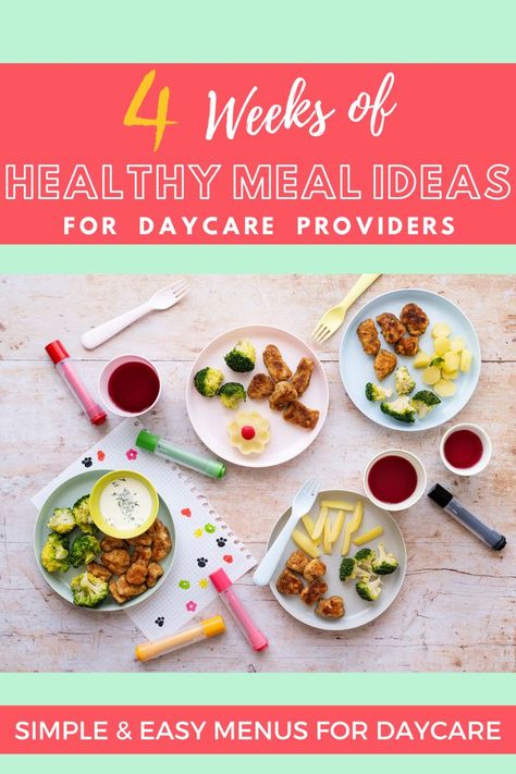 Here are 4 tips for planning easy, healthy, and delicious meals for your childcare center or daycare PLUS complete ready to print menus for your daycare! Do you want 4 weeks of menu ideas for your childcare center or daycare? This week, I'm giving away 4 weeks of breakfasts, lunch, and snacks to help you plan easy & healthy meals for your kiddos! 🙌 Preschool Menu Meal Planning, Home Daycare Menu Ideas, Preschool Menu Ideas, Healthy Daycare Lunches, Daycare Snack Menu Ideas, Easy Daycare Meals, Home Daycare Meals, Daycare Breakfast Menu Ideas, Food Program Meals Daycare