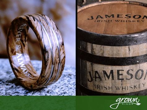 Wooden Wedding Bands, Jameson Whiskey, Barrel Ring, Jameson Irish Whiskey, Unique Mens Rings, Irish Rings, Wood Wedding Band, Barrel Rings, Custom Wedding Band