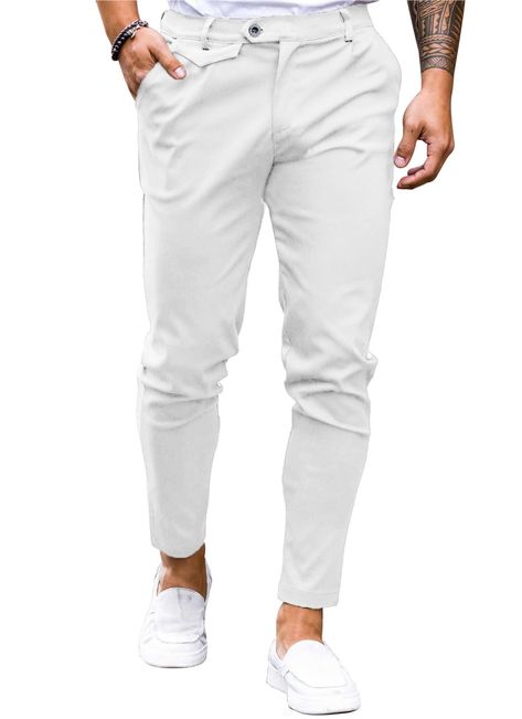 PRICES MAY VARY. Made of high quality 100% Cotton, eco-friendly and comfortable, exquisite workmanship. The pants will be a little big. Please go one SIZE DOWN if you like more SLIM FIT. Well-Made, each pair of mens casual stretch chino pants uses tough stitches, sturdy buttons and high quality zipper for all-day wear without worrying it broken. Expandable Waist is designed to move with you, adding flexibility and comfort. Men's slim fit tapered pants can perfectly highlight your figure. This fl Tapered Dress Pants, Skirt Patterns, White Chinos, Beige Chinos, Green Chinos, Flannel Outfits, Blue Chinos, Fun Pants, Travel Hiking