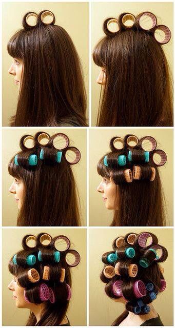 Guide to help put rollers in your hair How To Place Rollers In Hair, How To Roll Hair, How To Place Hair Rollers, Faux Blowout, Hair With Rollers, Roller Tutorial, Velcro Curlers, Mk Outfits, Rollers Tutorial