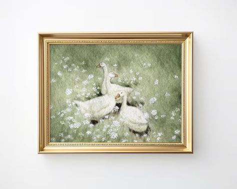 Animal Print Goose Duck Wall Art … curated on LTK Vintage Nursery Art, Bedroom Wishlist, Kids Room Artwork, Cottagecore Nursery, Duck Wall Art, Vintage Girl Nursery, Core Decor, Painting Nursery, Magical Decor