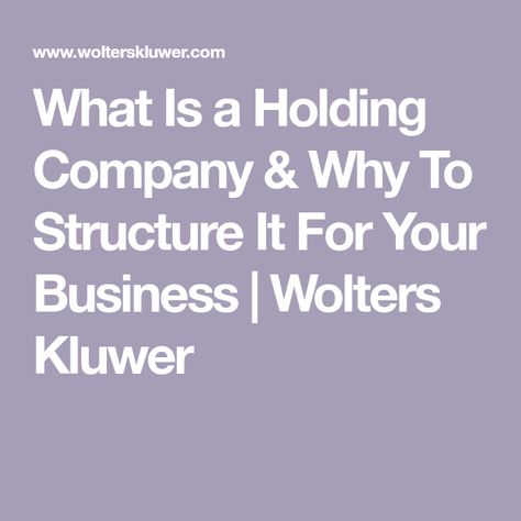 What Is a Holding Company & Why To Structure It For Your Business | Wolters Kluwer Holding Company Structure, Company Structure, Llc Business, Business Etiquette, Real Estate Investment Trust, Money Financial, Holding Company, Business Structure, Financial Stability