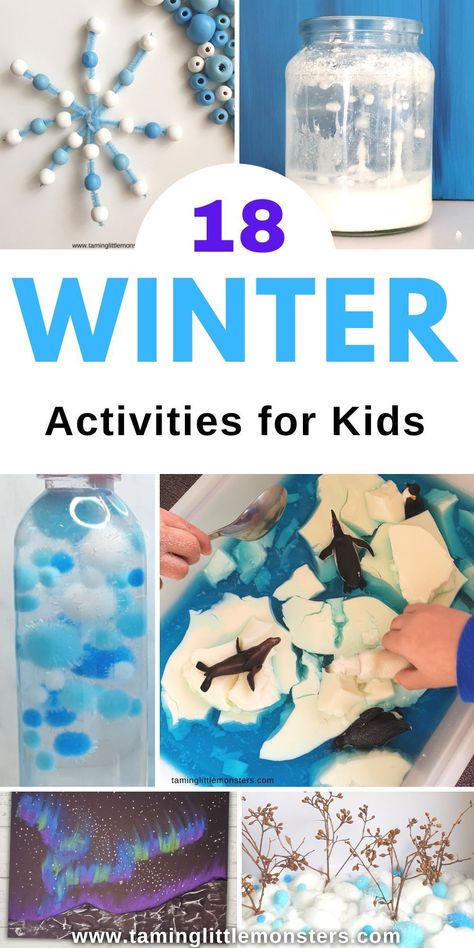 18 Winter Activities for Kids. Winter themed play ideas for toddlers, preschoolers and kindergarteners. #winter #artsandcrafts #finemotor #sensory #stem #toddler #preschool #kindergarten Winter Hat Craft, Winter Activities Preschool, Winter Play, Snow Activities, Winter Activities For Kids, Winter Preschool, Winter Crafts For Kids, Toddlers And Preschoolers, Themed Crafts