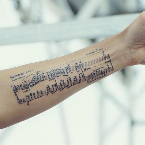 I love #Chopin #nocturneop9no2 : @thehappinessrevolution : @luiskin1 #thebest #tattoo #thanks Chopin Tattoo, Sheet Music Tattoo, Really Bad Tattoos, Chopin Nocturne, 2 Tattoo, Music Tattoo Designs, Tattoo Inspiration Men, Ink Inspiration, Bad Tattoos