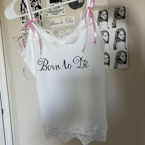 lana del rey “born to die” white coquette lacy top... - Depop Lana Del Rey Tank Top, Lana Del Rey Top, Leeds Fest, Lana Del Rey Shirt, White Coquette, Fairycore Aesthetic, Aesthetic Cottagecore, Lacy Tops, T Shirt Png