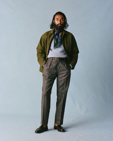 The Transitional Lookbook – Drakes Tailored Boho Style, Grandpa Fashion, Grandpa Style, Field Coat, Outfits Hombre, Mens Outfit Inspiration, Layering Outfits, Men Fashion Casual Outfits, Gentleman Style