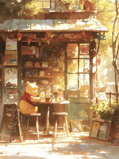 Fall Animated Aesthetic, Winnie The Pooh Fall Background, Pooh Bear Fall Wallpaper, Pooh Bear Phone Wallpaper, Winnie The Pooh Summer Wallpaper, Winnie Pooh Background, Winnie The Pooh Fanart, Pooh Fall Wallpaper, Fall Anime Wallpaper