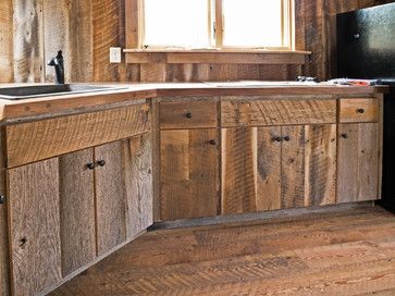 Custom Crafted Barn Wood Cabinets traditional-kitchen Barn Wood Cabinets, Top Kitchen Trends, Rustic Kitchen Island, Rustic Kitchen Cabinets, Rustic Cabinets, Rustic Kitchen Design, Cabin Kitchens, New Kitchen Cabinets, Wood Kitchen Cabinets