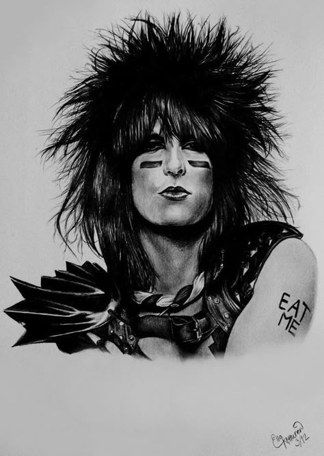 Nikki Sixx by eeella on DeviantArt Tommy Lee Drawing, Motley Crue Drawing Easy, Nikki Sixx Drawing, Motley Crue Drawing, Gcse Music, Portraits To Paint, Drawings Of Celebrities, Drawings To Try, Celebrity Art Portraits