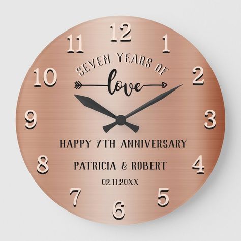 Copper Anniversary Happy 7th Wedding Anniversary Large Clock Wedding Copper, 7th Wedding Anniversary, Copper Anniversary, Copper Wedding, 7th Anniversary, Large Clock, Wedding Anniversary, Clock, Copper