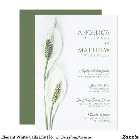 Lily Wedding Invitations, White Calla Lily, Flowers Lily, Calla Lily Flowers, Lily Wedding, Wedding Invitations Zazzle, Lily Flowers, Flower Wedding Invitation, Floral Wedding Invitation