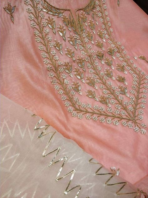 Buy ATHARVA Hand Embroidery Salwar Kameez/embroidery Neck Online in India - Etsy Green Kurti, Embroidery Dupatta, Zardosi Embroidery, Pattern Outfits, Lace Dress Design, Embroidery On Kurtis, Kurti Design, Dress Neck Designs, Kurti Neck Designs