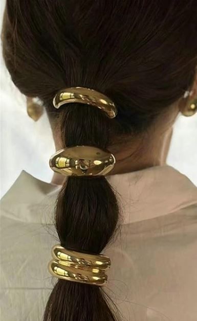 These metal hair ties are made of high-quality alloy materials, and are carefully polished and polished to make the luster of the metal part lasting and not easy to fade. These gold hair cuffs are not easy to break, firmly fixed hair. The diverse design of the metal part, can be easily matched with different clothes, showing a multi-level fashion charm. This group of gold ponytail cuff and black elastic hair ties is ideal for giving to friends, family or to yourself Hair Accessories Gold, Hair Cuff, Ties For Women, Designer Hair Accessories, Hair Cuffs, Tie For Women, Gold Hair Accessories, Hair Elastic, Elastic Hair Ties