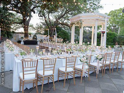 The Elms Mansion and Gardens New Orleans Wedding Venue Louisiana 70015 Wedding Venues Louisiana, Louisiana Wedding Venues, White Gazebo, Coral Wedding Flowers, Louisiana Wedding, Landmark Buildings, Reception Seating, Wedding Reception Locations, Ceremony Seating