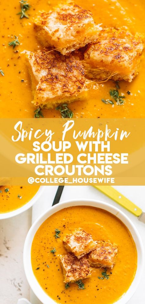 Healthy Autumn Lunch Ideas, Soup For Fever, Thanksgiving Soups Recipes, Grilled Cheese And Soup Ideas, Fall Soup And Sandwich, Halloween Soup Recipes, Soup Recipes Pumpkin, Fall Munchies, Autumn Soup Recipes