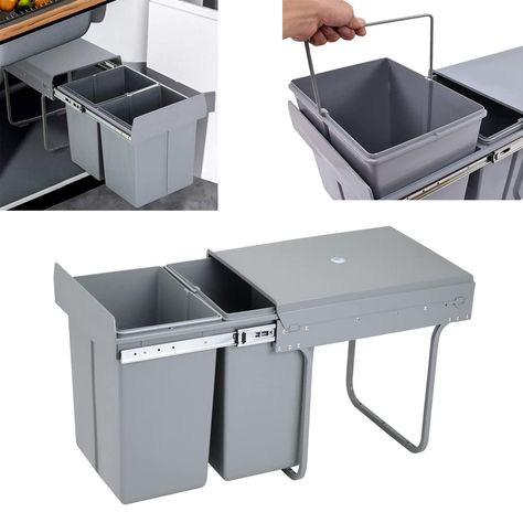 Cabinet Trash Can, Garbage Sorting, Pull Out Trash Cans, Kitchen Waste Bin, Built In Pantry, Trash Can With Lid, Pantry Cupboard, Waste Container, Kitchen Pulls