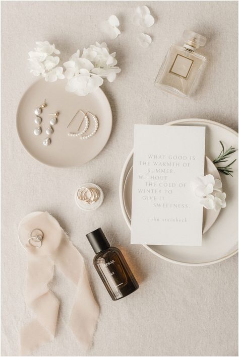 Wedding Photography Detail Shots, Wedding Shot List, Details Aesthetic, Neutral Color Palette, Wedding Details Photography, Winter Elopement, Wedding Flats, Flat Lay Photography, Micro Wedding